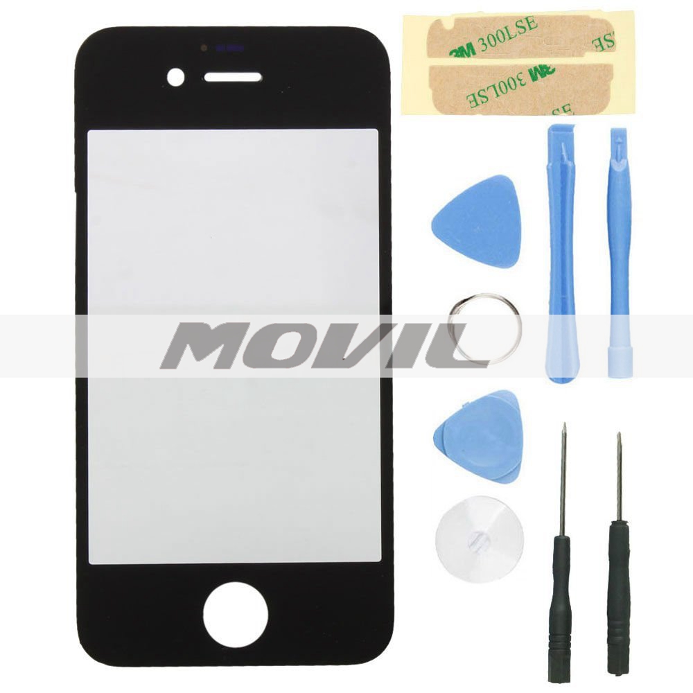 Replacement Front Screen Glass Lens for iPhone 4S Black